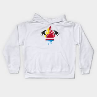 Firefighter helmet and fire ax Kids Hoodie